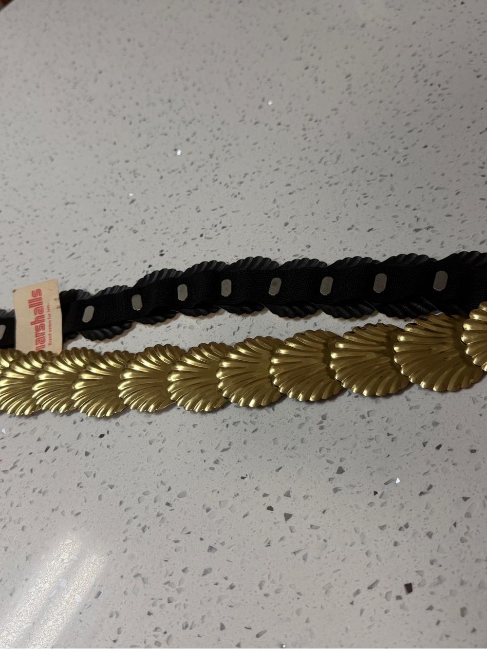 Vintage Gold Seashell Belt Concho Stretch Elastic Deadstock Coastal Boho - Picture 4 of 8